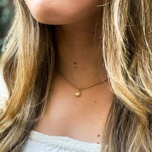 Tiny Flower CZ Charm Pendant Necklace Classic Minimalist Sparkling NWT